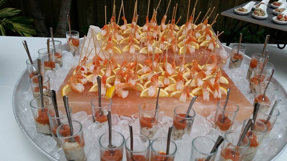 shrimp cocktail display provided by Two Chicks and a Pot for catered event