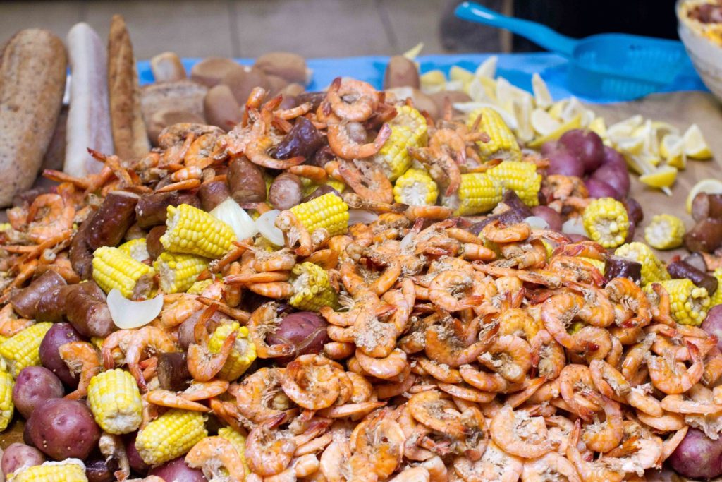 large low country boil display for catered event